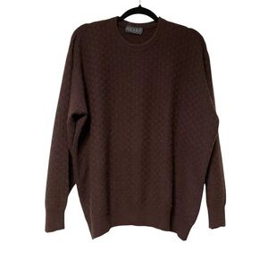 Sulka 100%Cashmere Made in Italy Men’s Large Crewneck Textured Sweater Brown